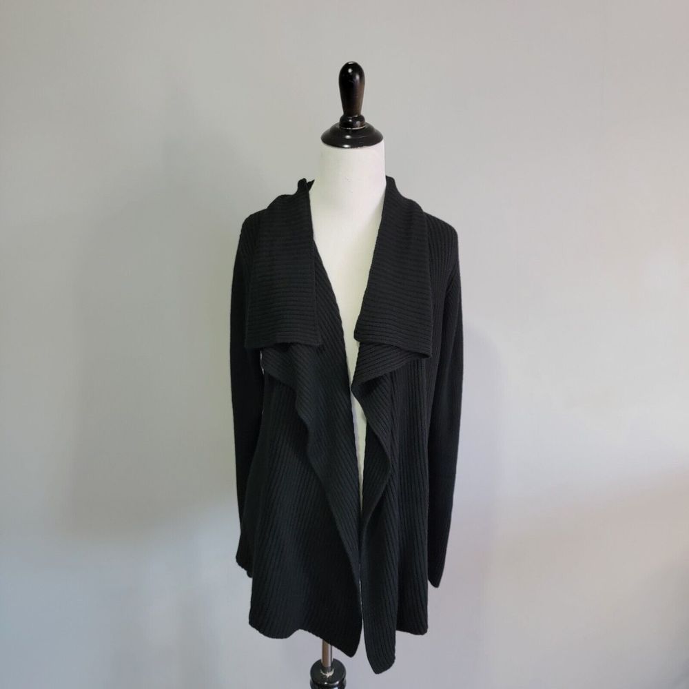 Banana Republic Women's Waterfall  Black‎ Open Wool Blend Cardigan Sweater M